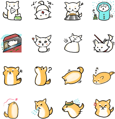 Watercolor-shiba Hangi And Mili Daily - Cartoon (420x448), Png Download