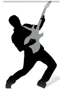 A Silhouette Of A Rock Star Playing Guitar Wall Mural - Silueta De Hombre Tocando Guitarra (400x400), Png Download