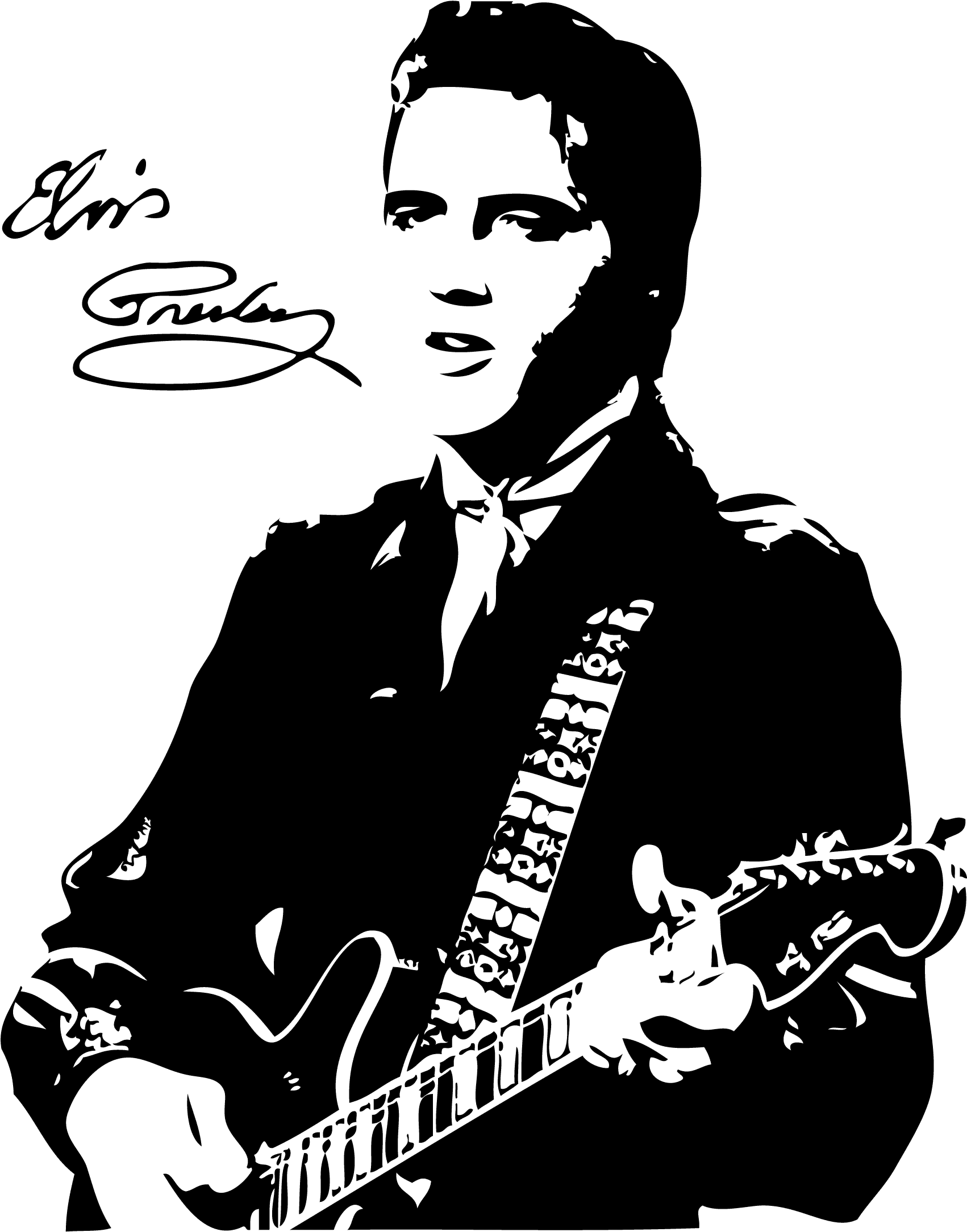 Free Elvis Png Transparent Elvis - Elvis Presley Stencil (1744x2228), Png Download