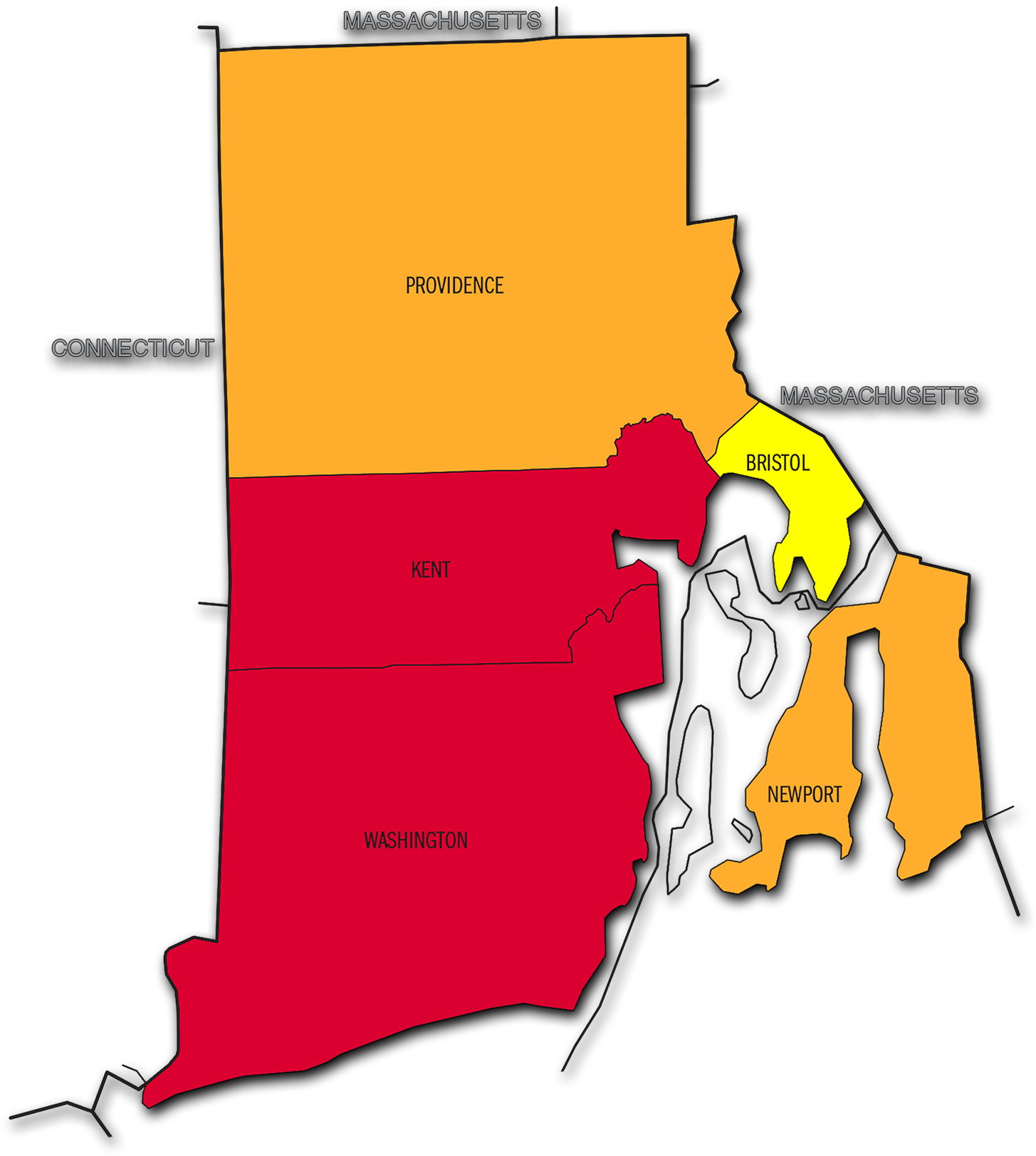 Rhode Island State Radon Map (2400x1650), Png Download