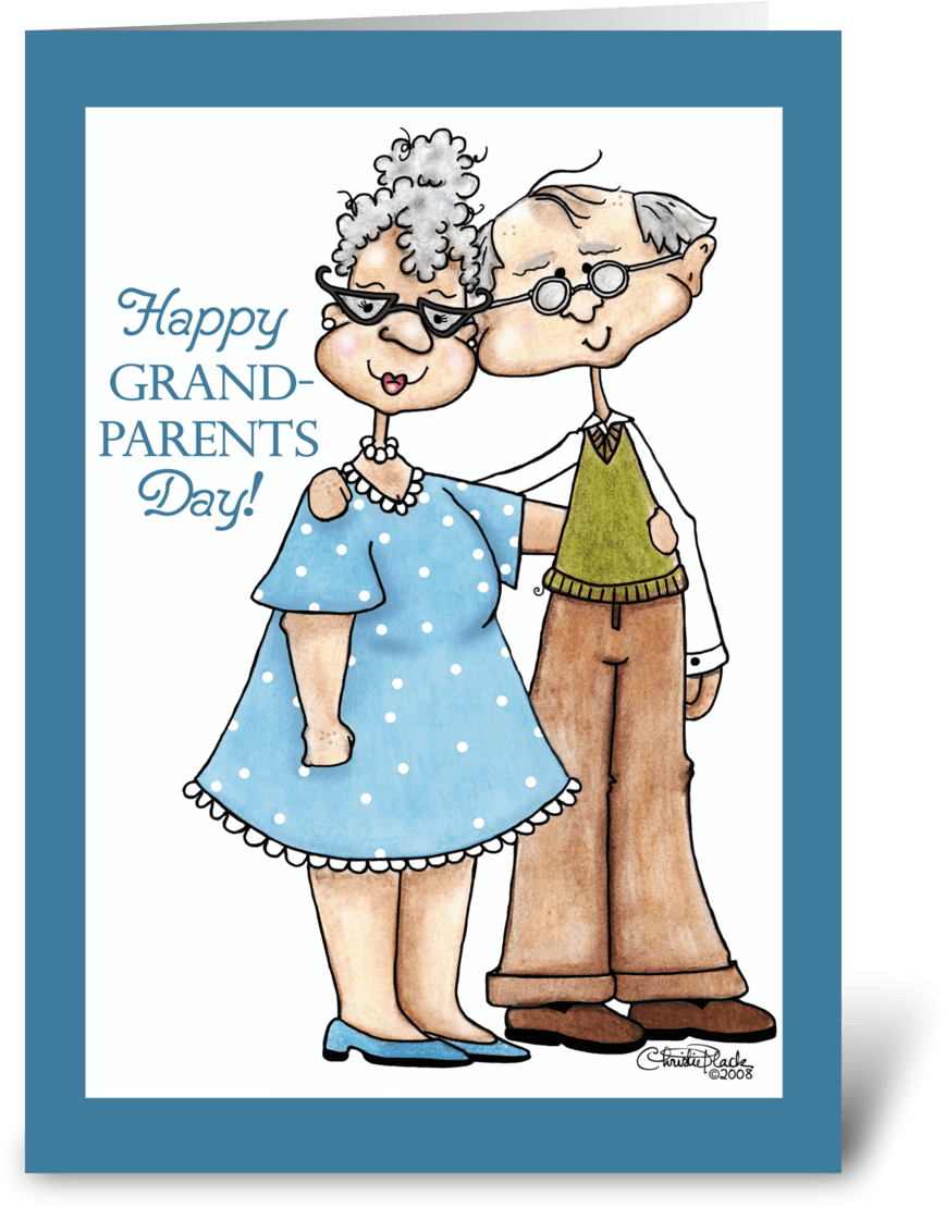 Grandparents Day-cute Elderly Couple - Cartoon (1050x1188), Png Download