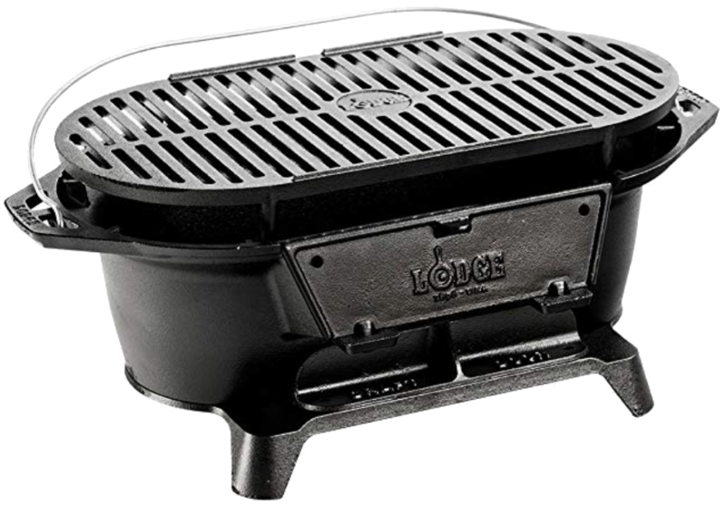Charcoal Grilling - Cast Iron Sportsman's Grill (800x557), Png Download
