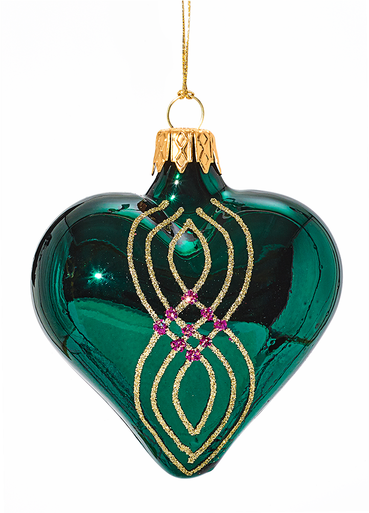Heart Green With Golden And Pink Decor - Christmas Ornament (1000x1000), Png Download
