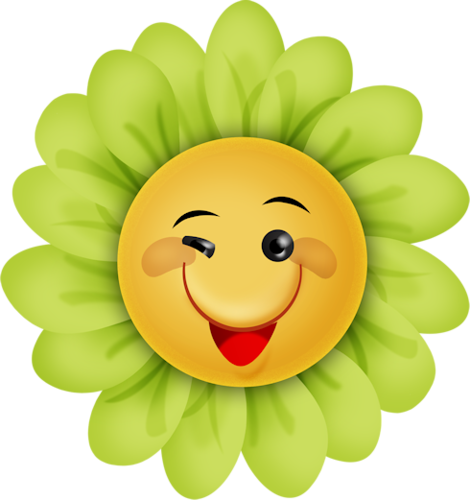 Happy Sunshineflower - Cute Cartoon Flowers With Faces (470x500), Png Download