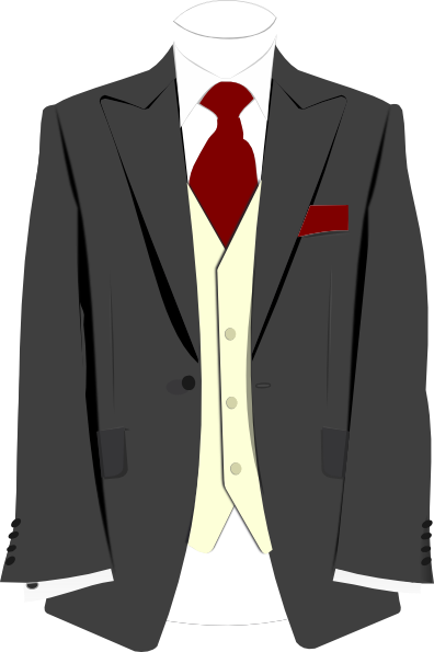 Grey Suit Burgundy Tie Clip Art At Clker - Suit And Tie Clipart Png (396x595), Png Download