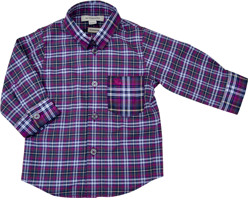 Burberry Boys Cerise Checked Shirt - Child (1024x1024), Png Download