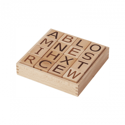 Kids Concept Wooden Building Abc Blocks - Cubos Con Letras Madera (416x477), Png Download