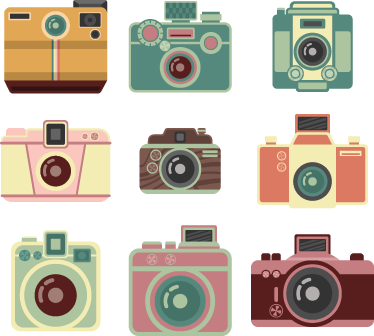 Vintage Camera Stickers - Pinturas De Camaras Fotograficas (374x336), Png Download