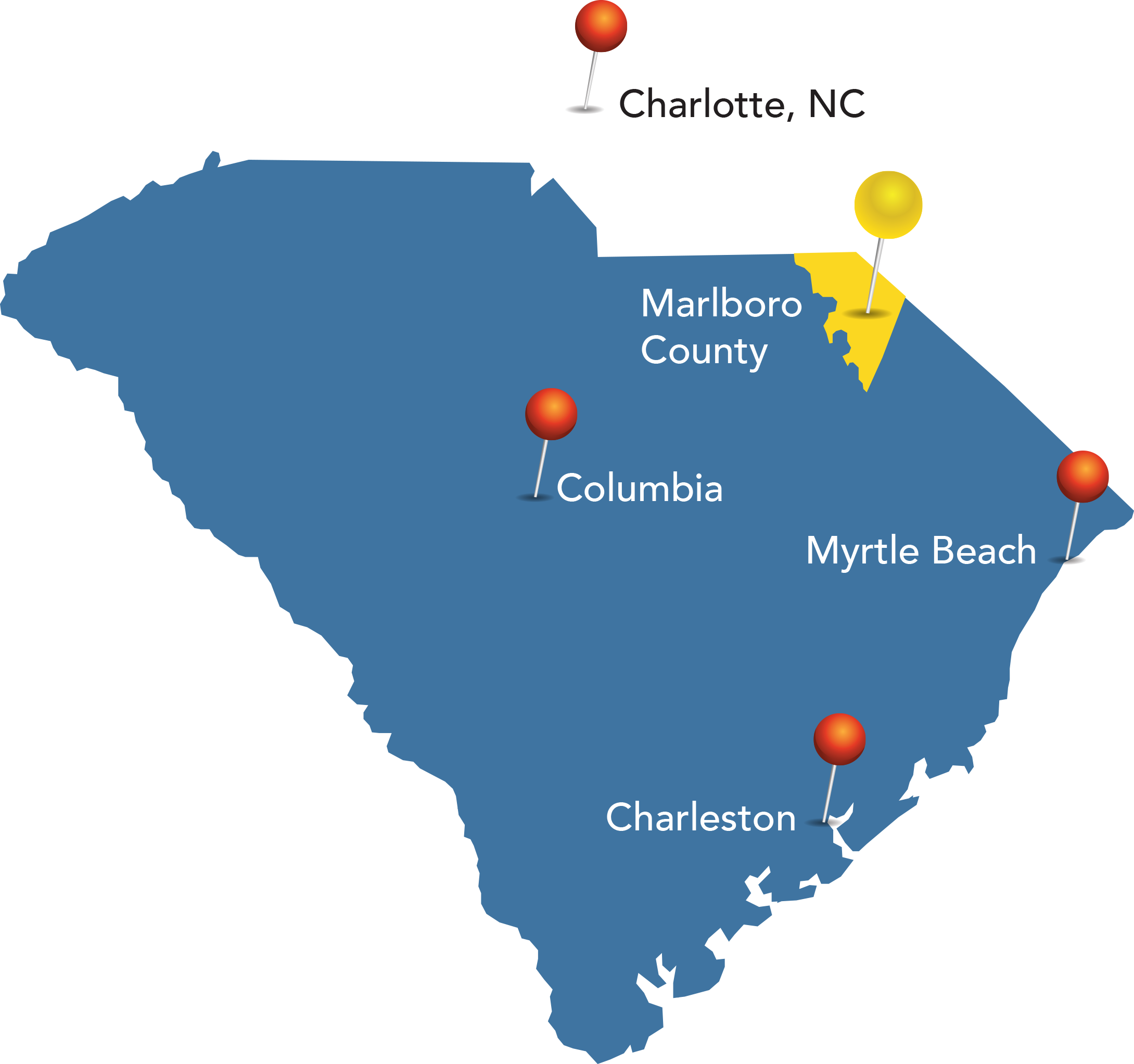 Map Of South Carolina, Including Marlboro County School - Silhouette Of South Carolina (2179x2045), Png Download