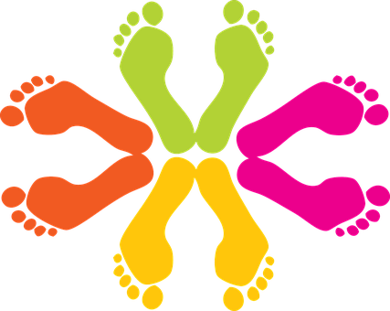 Footprints Footprint Feet Foot Toes Paint - Feet Clipart (427x340), Png Download