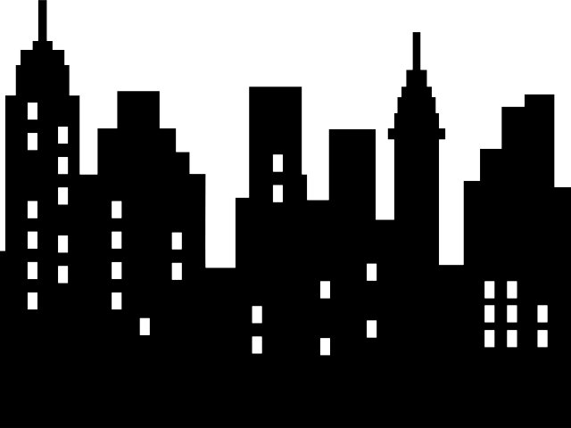Skyscraper Clipart Sky Scraper - City Silhouette Black And White (640x480), Png Download