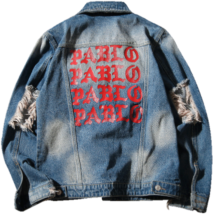 Fashion Men Hip Hop Street Ripped Denim Jackets Letter - Garment Bag (600x800), Png Download