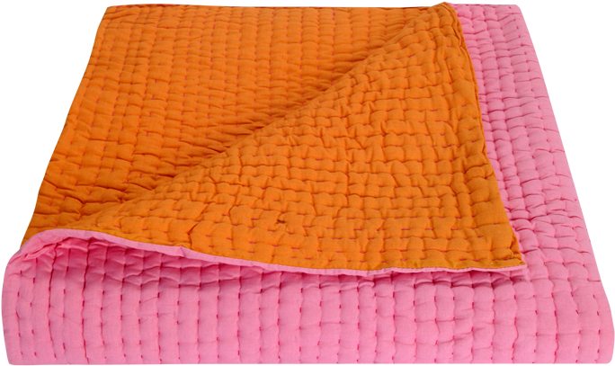 Pink & Orange Reversable Baby Quilt - Mattress Pad (750x750), Png Download