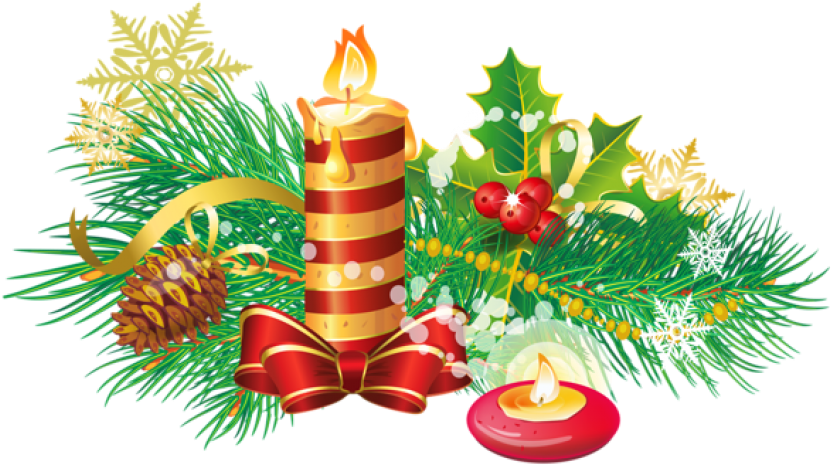 Free Png Transparent Christmas Candle Png - Christmas Decoration Candle Png (850x523), Png Download
