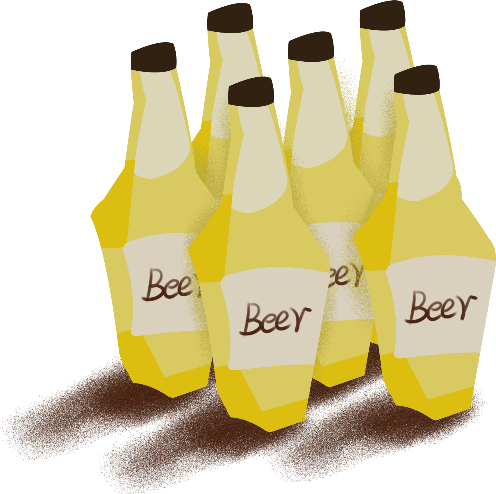Beer Cartoon Yellow Wine Bottle Png And Psd - Alcoholic Beverage (2000x2000), Png Download