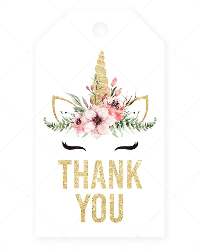 Gold Unicorn Thank You Tags Printable By Littlesizzle - Illustration (819x1024), Png Download