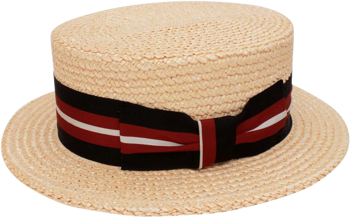Italian Straw Boater Grosgrain Hat Band In Black, Red, - Straw Hat (1112x1112), Png Download