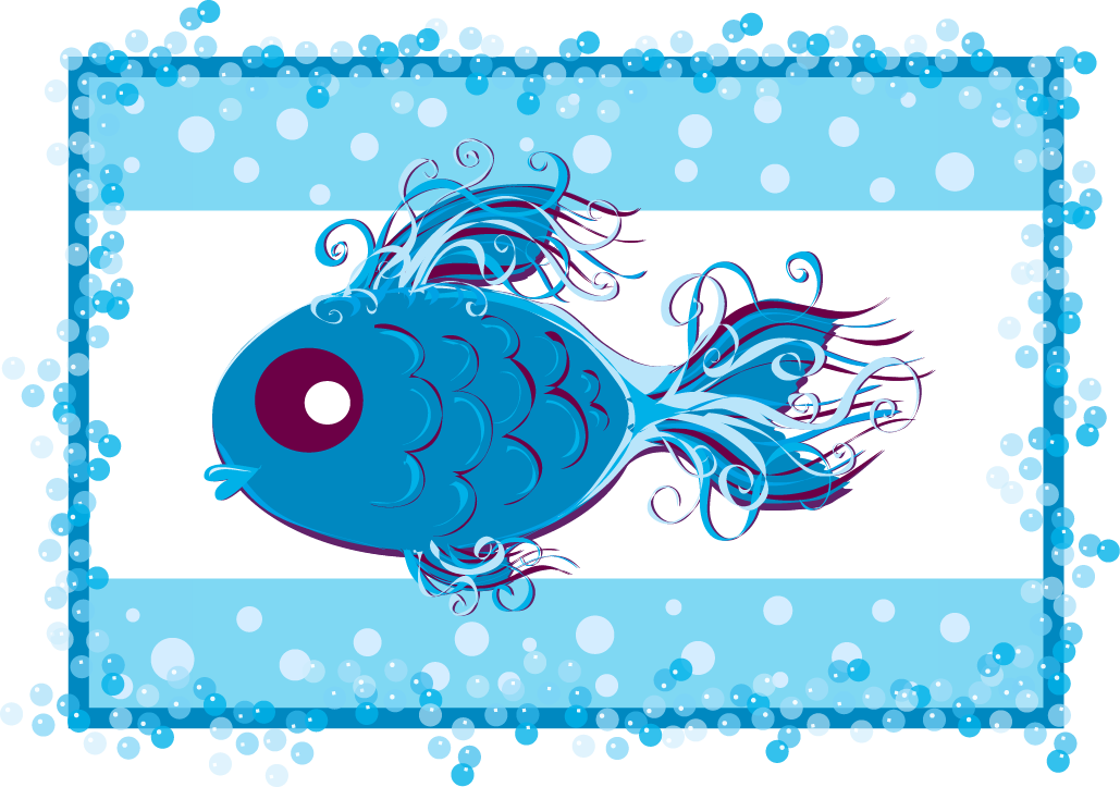 An Illustration Of An Artistic Blue Fish Swimming On (1029x723), Png Download