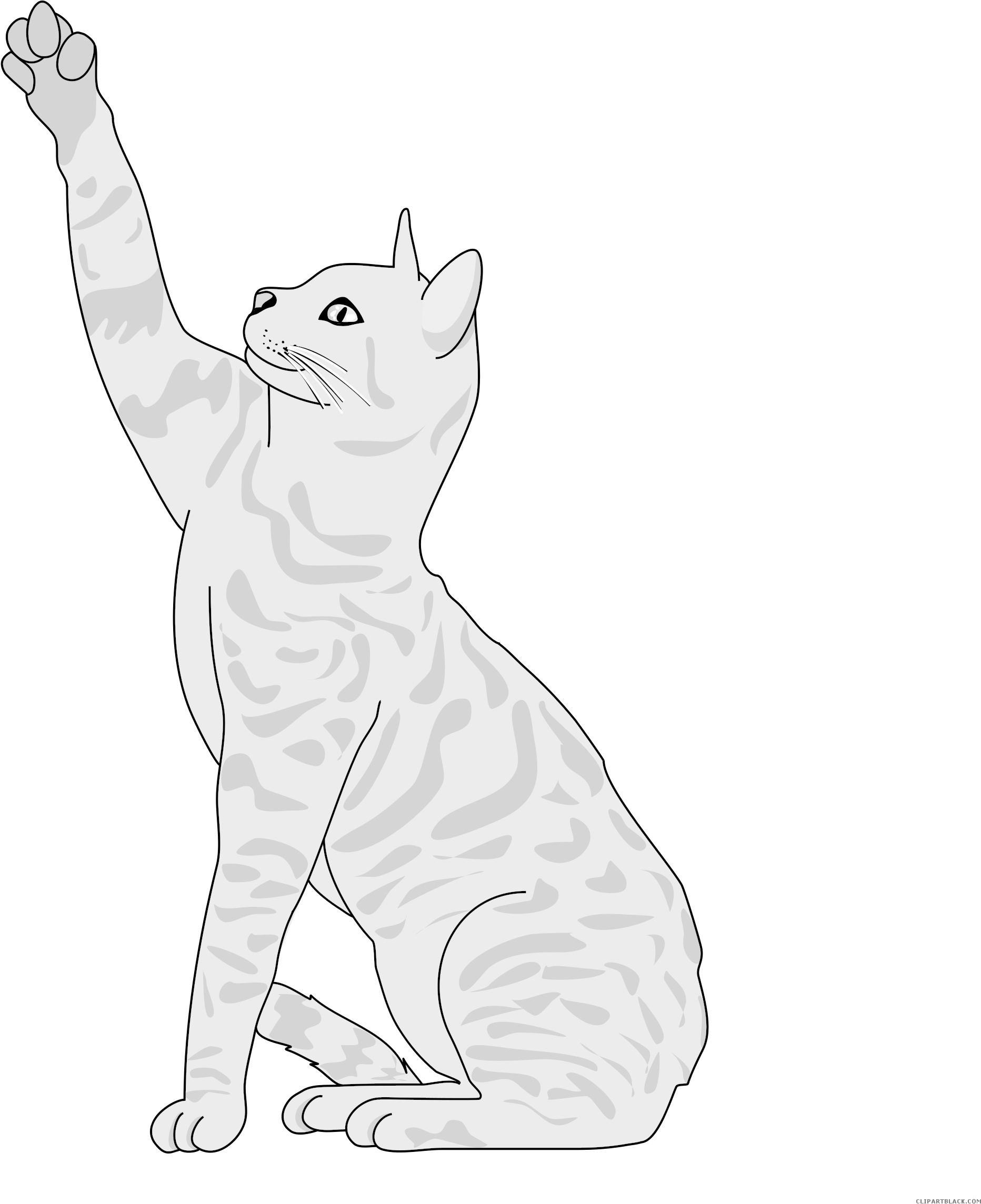 Tabby Cat Clipart Cat Tail - Cartoon Cat Reaching Up (2400x2400), Png Download