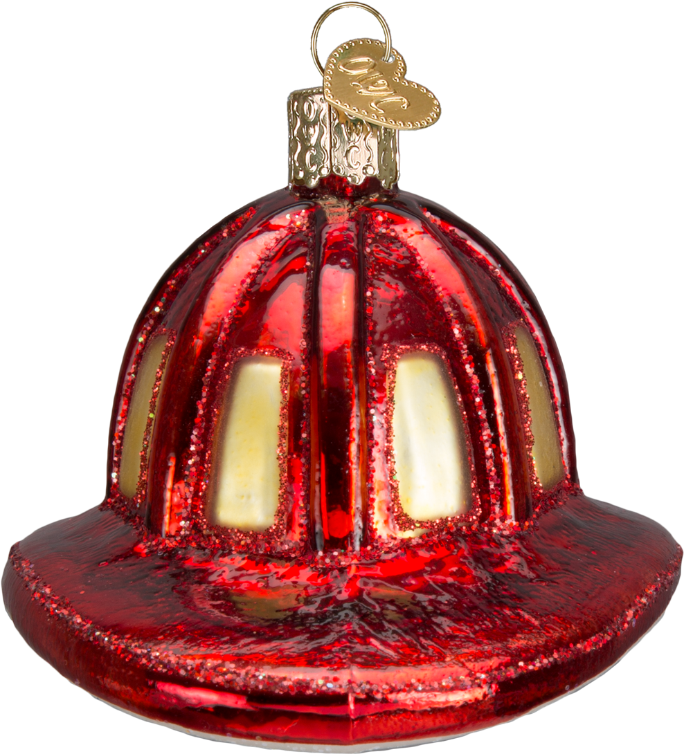 Old World Christmas Fireman's Hat Glass Christmas Ornament, - Bell (1200x1200), Png Download