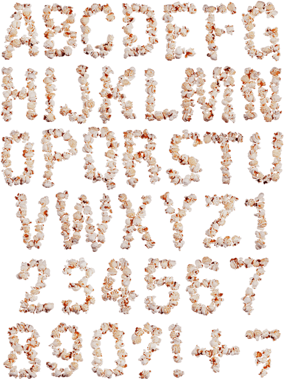 Popcorn Food Font - Motif (595x801), Png Download