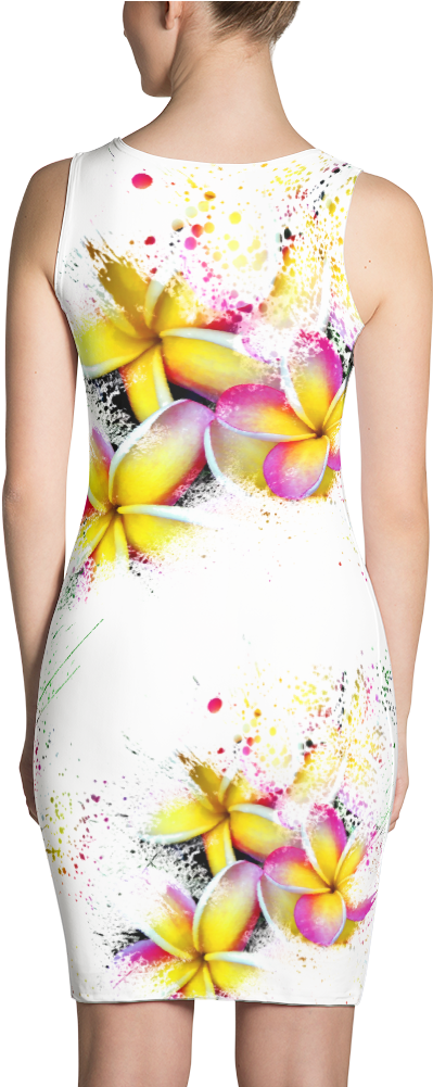 Hawaiian Rainbow Plumeria Flower Impressionist Art - Dress (1000x1000), Png Download