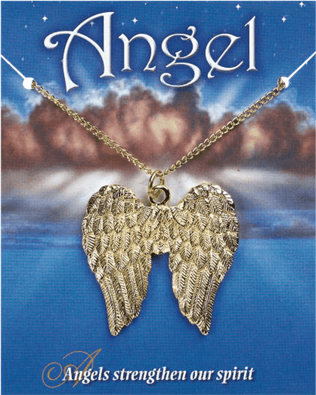 Golden Angel Wings Necklace - Necklace (555x555), Png Download