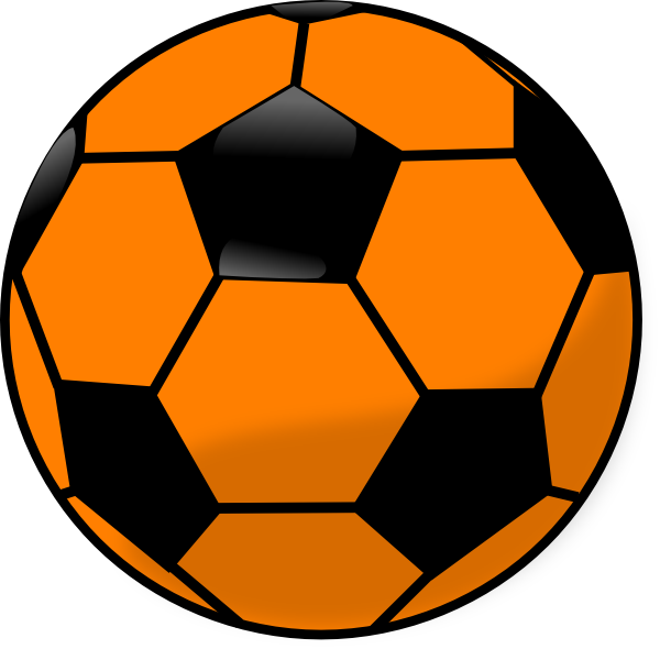 Orange And Black Soccer Ball (600x590), Png Download