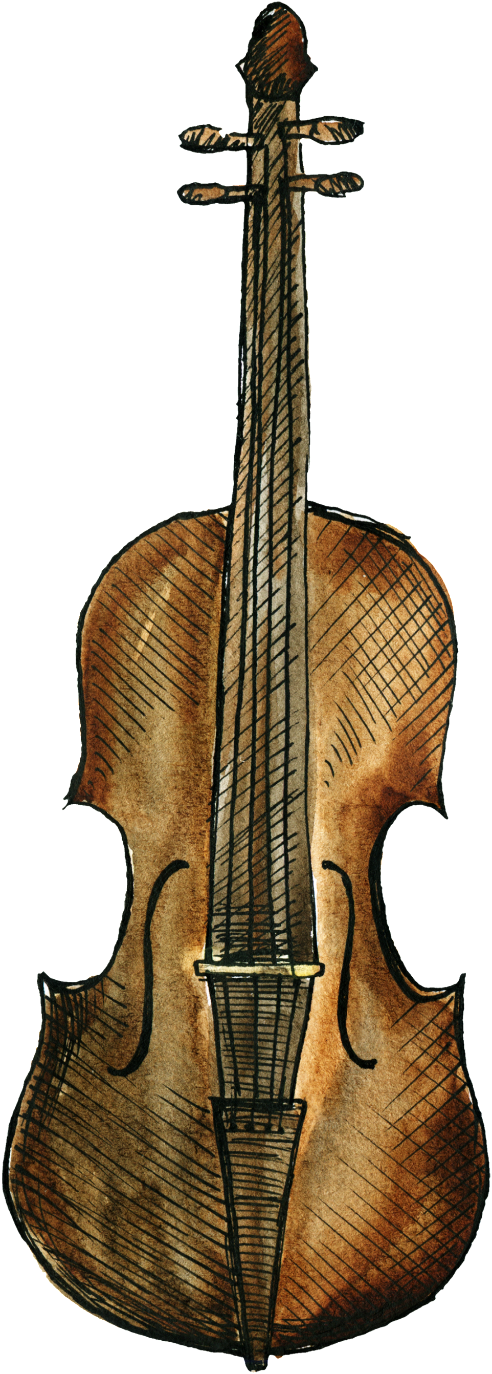 Retro Guitar Cartoon Transparent - Cello (1024x2704), Png Download