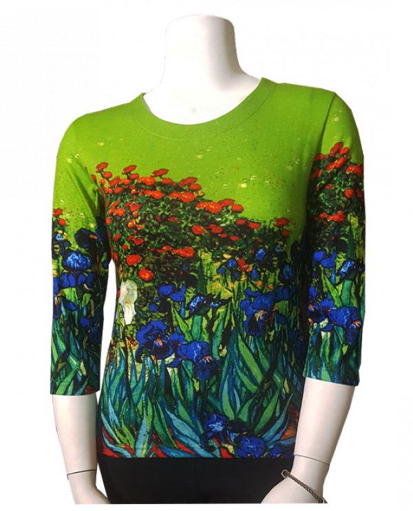 Breeke New Van Gogh Iris T-shirt - Long-sleeved T-shirt (600x741), Png Download