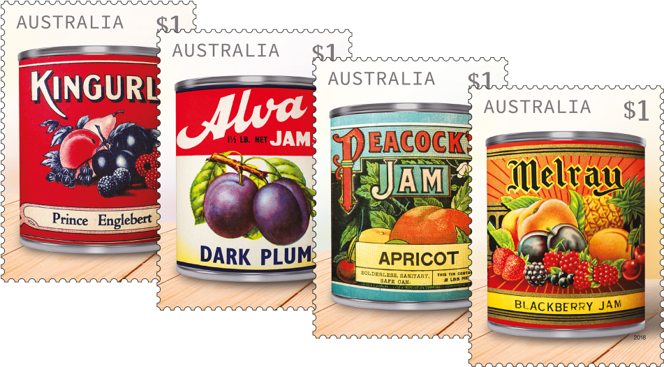 Set Of Stamps - Vintage Jam Labels Stamps (970x545), Png Download