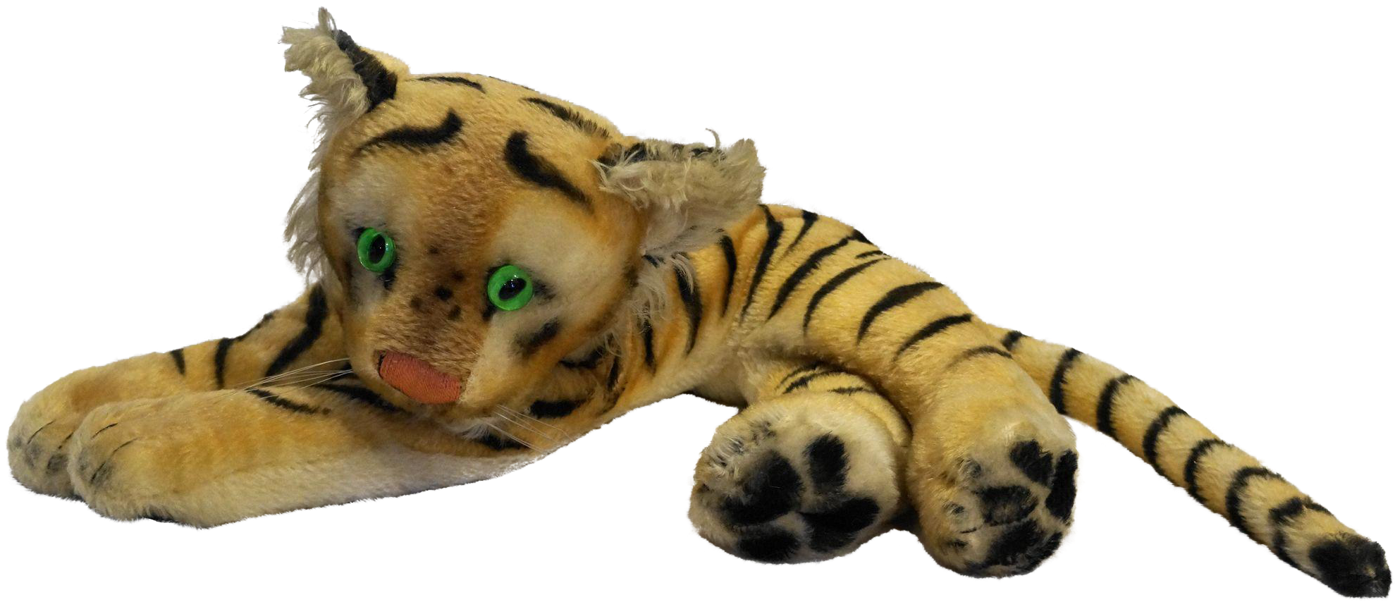 Steiff Tiger Cub Lying Vintage Green Glass Eyes 1950s-70s - Stuffed Toy (1978x1978), Png Download
