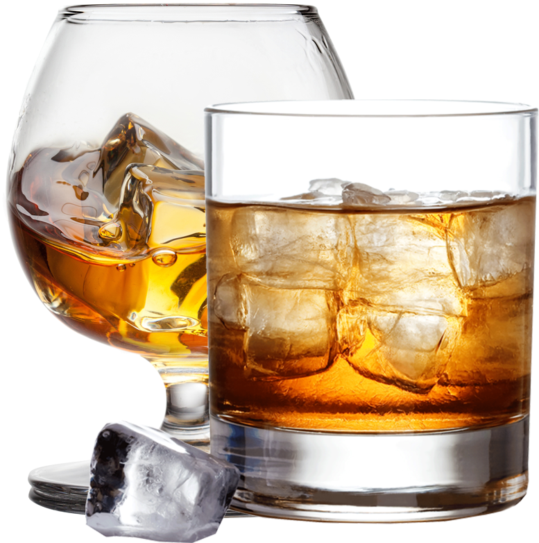Fine Scotch - Brandy Glass With Ice (849x811), Png Download