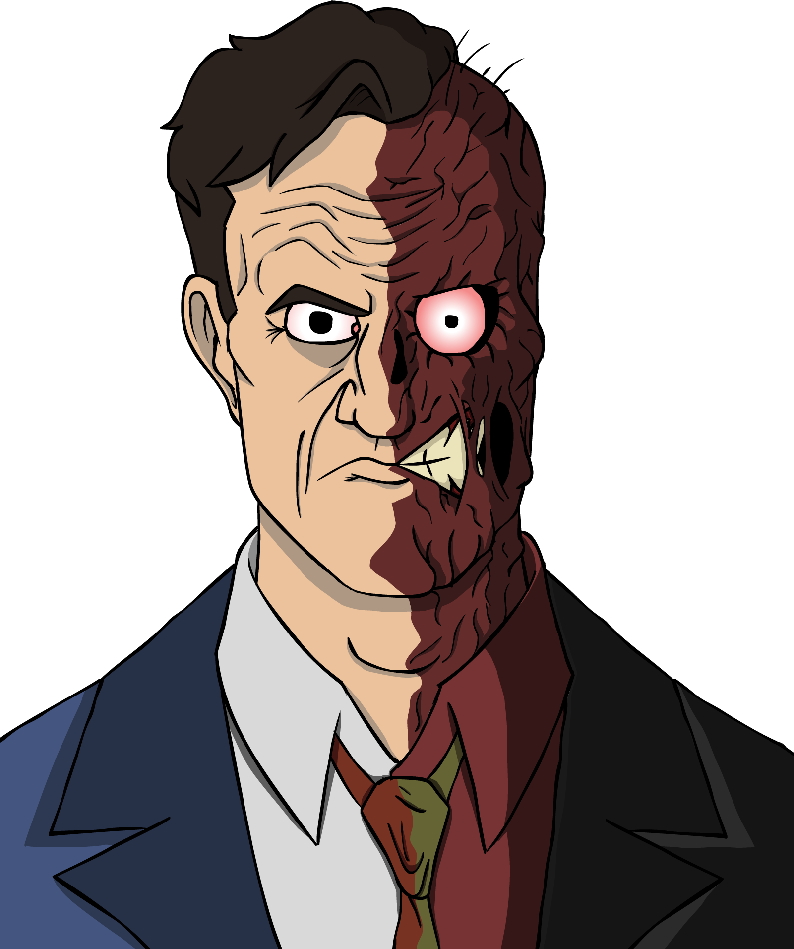 Two-face - Cartoon (1600x1920), Png Download