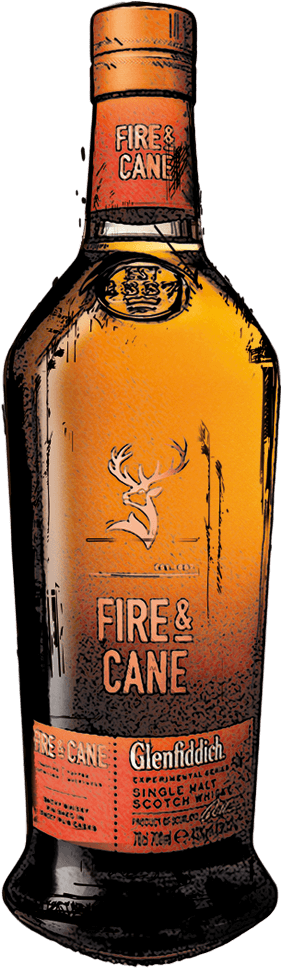 Glenfiddich Fire & Cane - Glass Bottle (400x967), Png Download