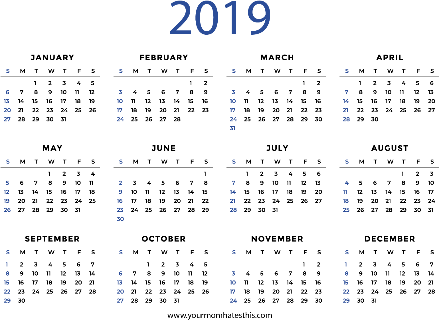 2019 Calendar - Calendar 2019 A4 Printable (1637x1190), Png Download