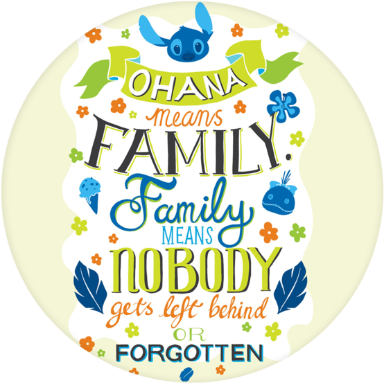 Disney Quote Pop Grip - Lilo Y Stitch Ohana (580x580), Png Download