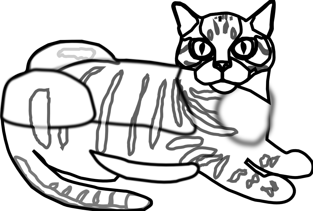 Tabby Cat Ca Black White Clipartist - Coloring Book (999x676), Png Download
