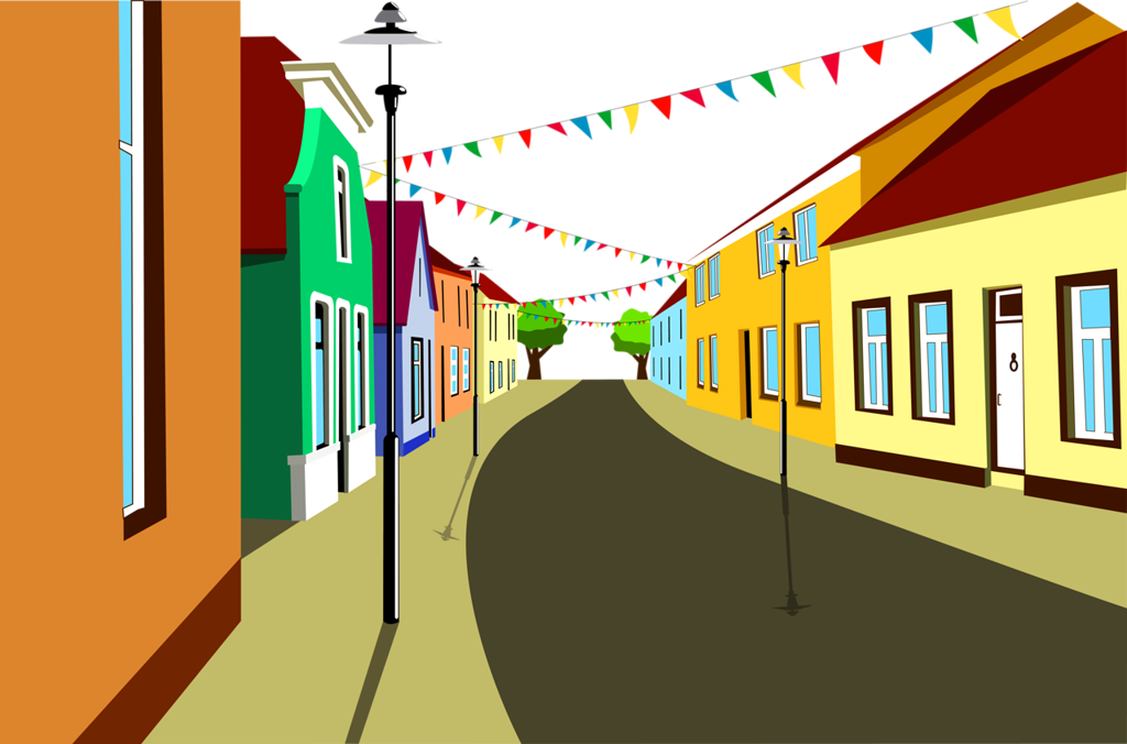 Фотки City Buildings, Cartoon City, Stickers, Backgrounds - City Street Vector Png (1024x676), Png Download