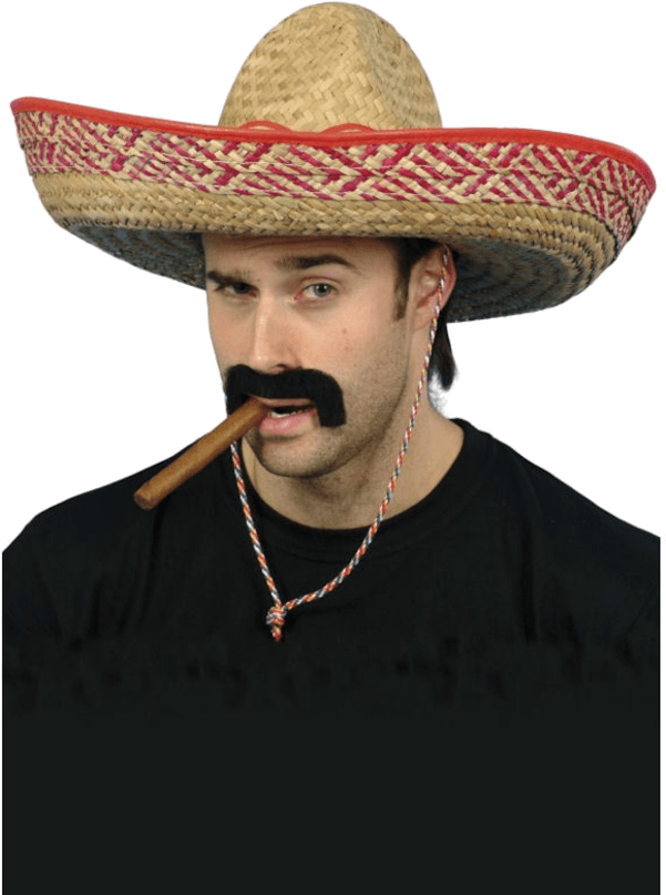 Sombrero - Man Wearing A Sombrero (600x951), Png Download