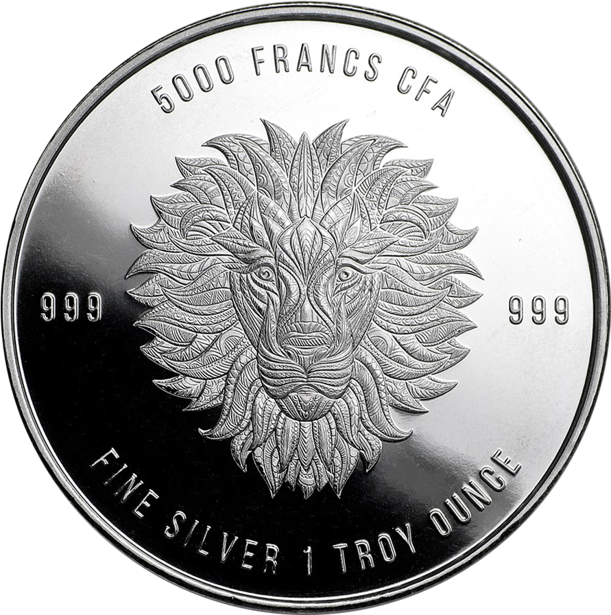 2018 Republic Of Chad Mandala Lion 1oz Silver Coin - 1 Oz Silver Mandala Lion 2018 Chad 5000 Cfa (900x900), Png Download