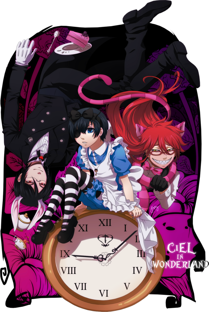 Grell Makes Such A Sassy Chesshire Cat Cheshire Is - Black Butler Ciel In Wonderland (732x1092), Png Download