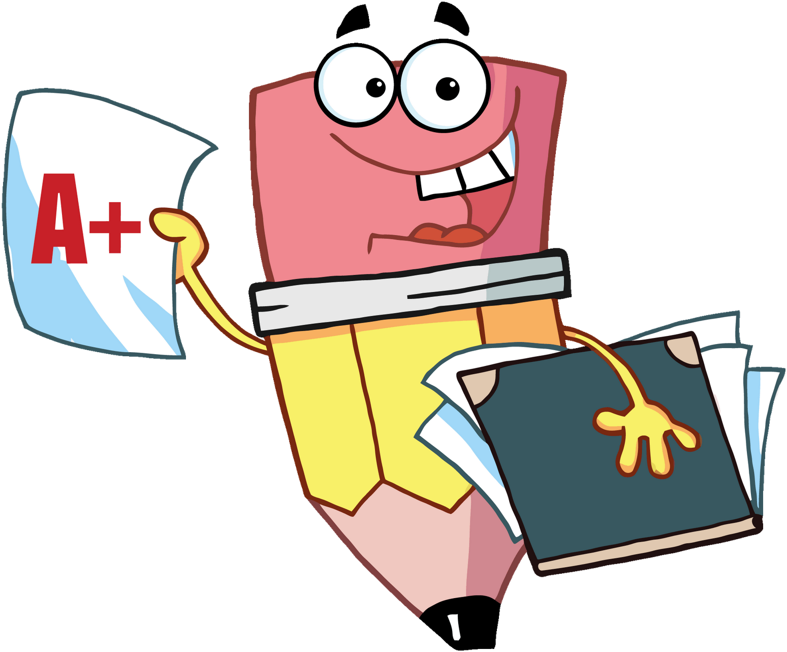 Pencil And Paper Clipart - Pencil Happy (1549x1283), Png Download