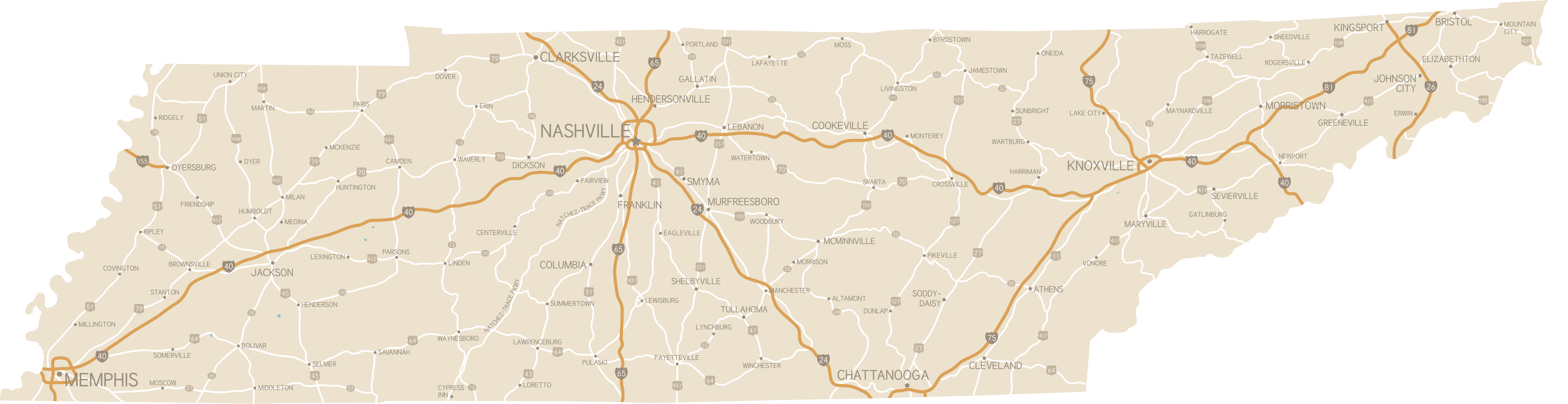 Tennessee Outline Png (9599x2473), Png Download