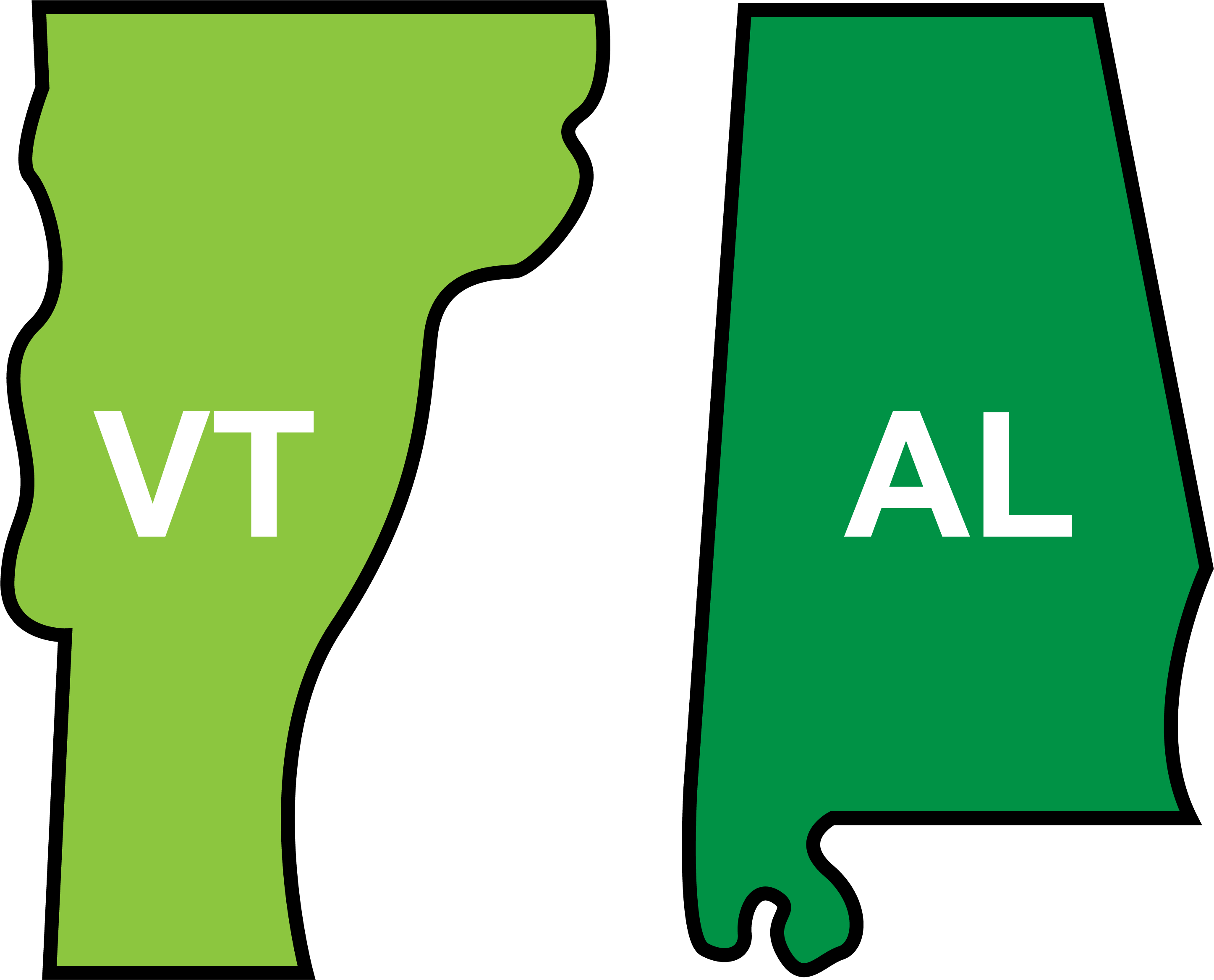 Outline Of Vermont And Alabama (2892x2334), Png Download