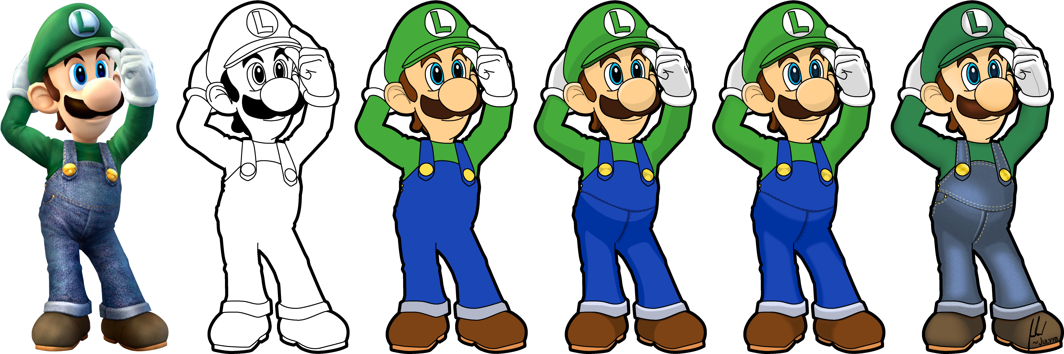 Drawn Mario Lugi - Super Smash Bro Brawl Luigi (3597x1257), Png Download