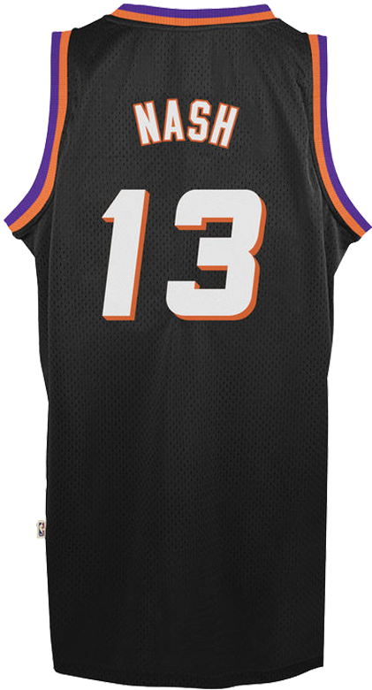 Steve Nash Suns Hardwood Classics Black Jersey Detail - Sports Jersey (600x800), Png Download