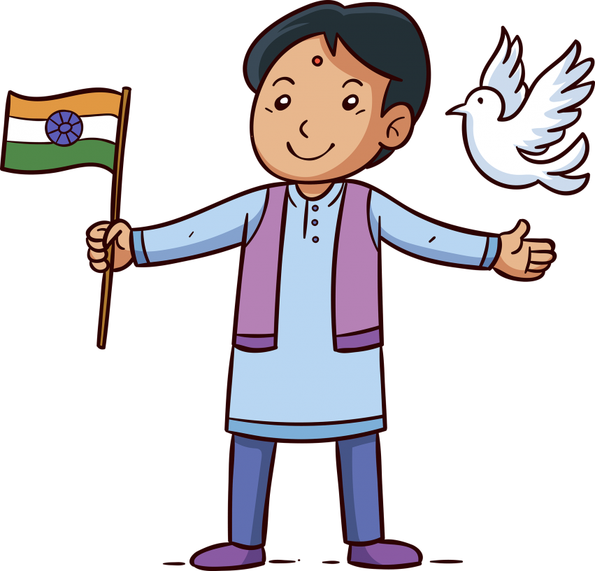 Boy Hanging An India Flag On 26 January - Happy Republic Day Png (851x816), Png Download