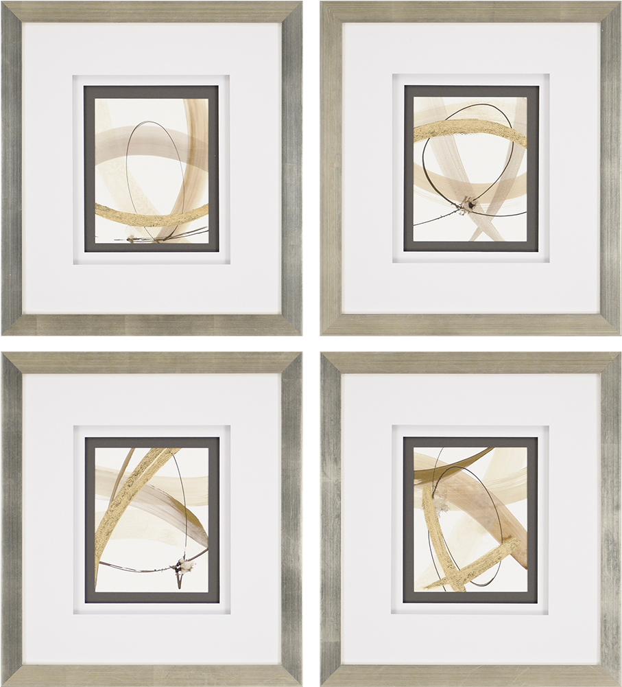 Scroll Series I Pk/4 - Black And White Set Framed Art (1000x1000), Png Download