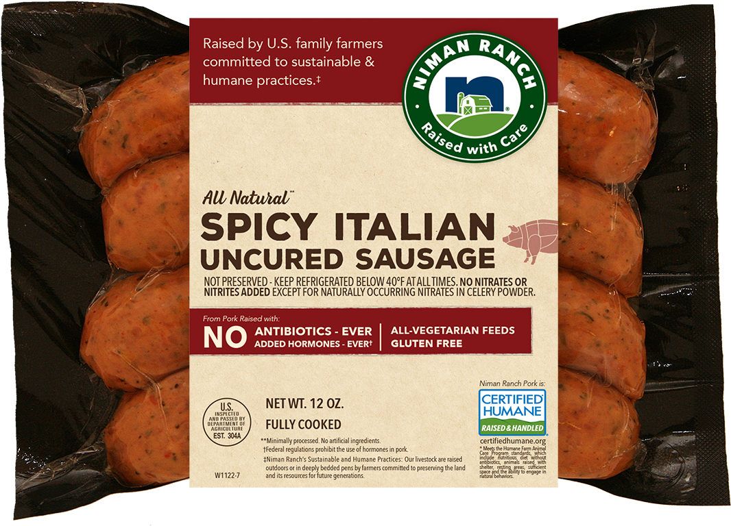 Spicy Italian Sausage - Niman Ranch Sausage (1200x800), Png Download